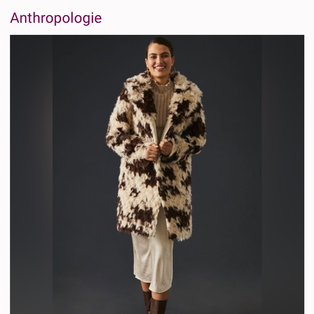 NWT Anthropologie cow print coat